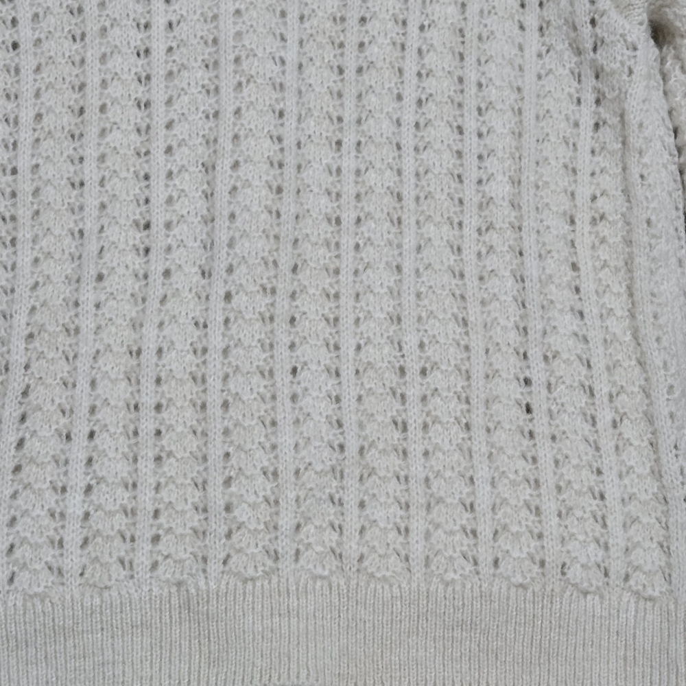 Mango Openwork Knit Hoodie Elegant Cream Cardigan Sweater Size M - Picture 5 of 12